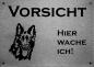 Mobile Preview: Edelstahl Warnschild Altdeutscher Schäferhund VORSICHT Hier wache ich!